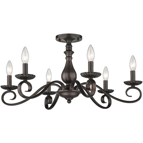 Larrick 6 Light 27 inch Rubbed Bronze Semi-Flush Ceiling Light